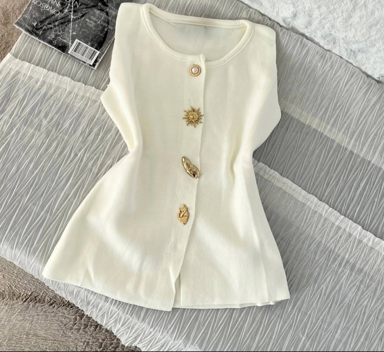 Golden Button Knit Vest