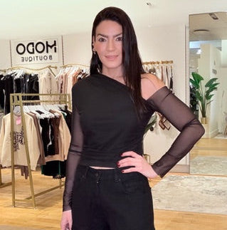 Asymmetric Sheer Sleeve Top