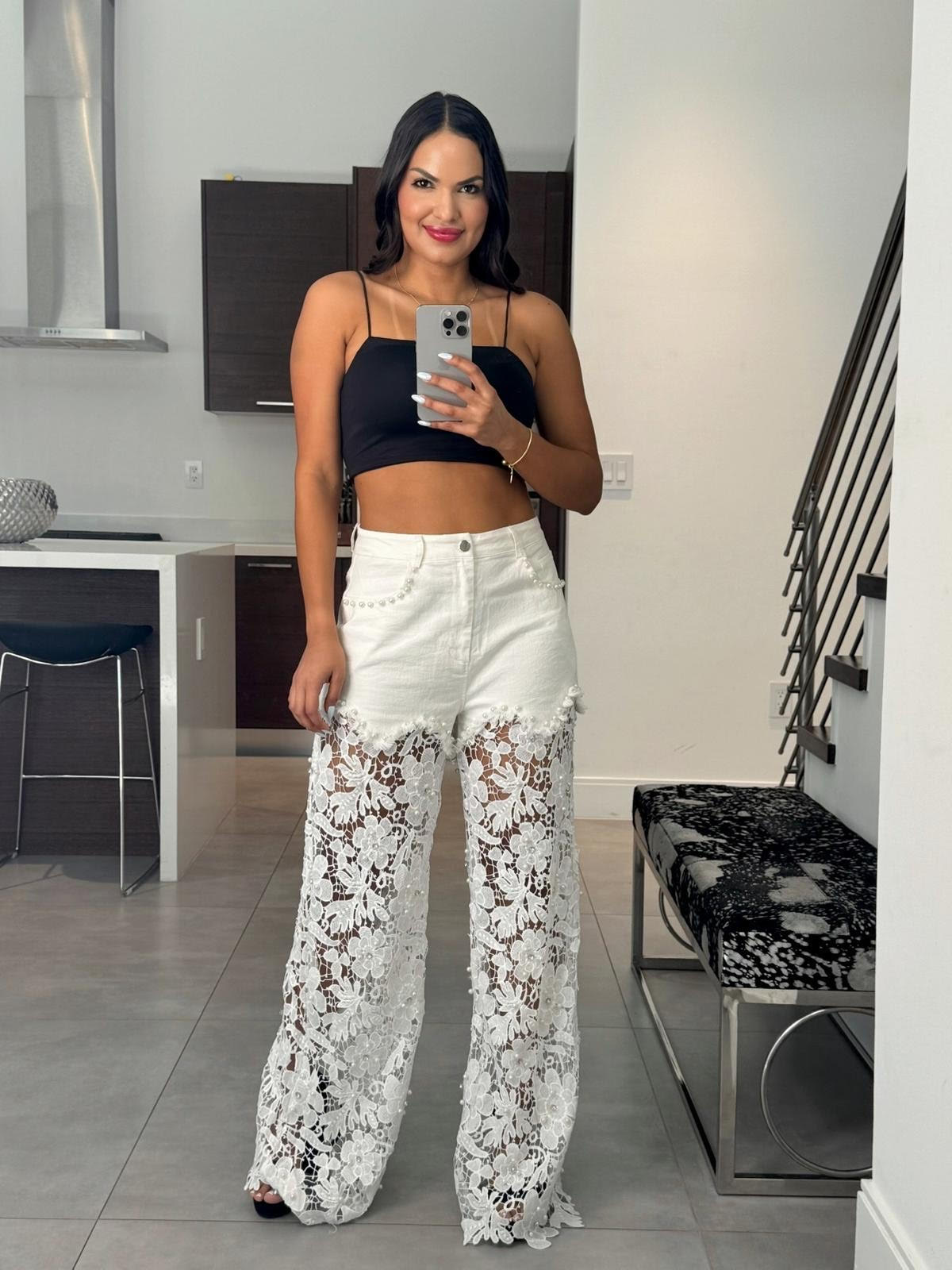 Lace Fancy White Pants