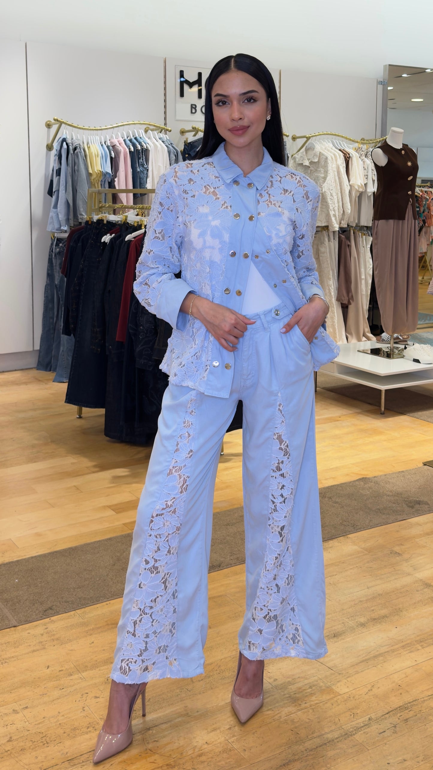 Baby blue Lace Statement Set