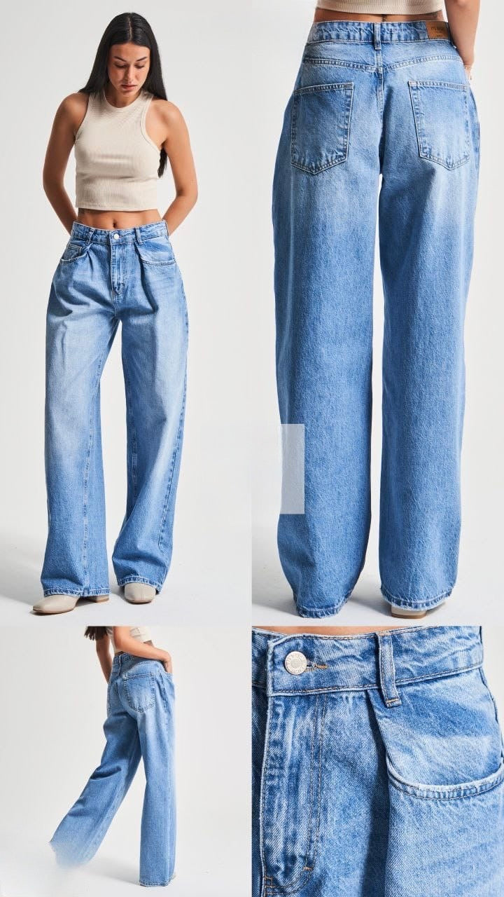 Light Wash Relaxed Wide-Leg Jeans
