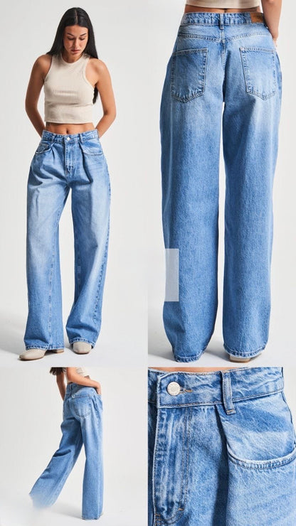Light Wash Relaxed Wide-Leg Jeans
