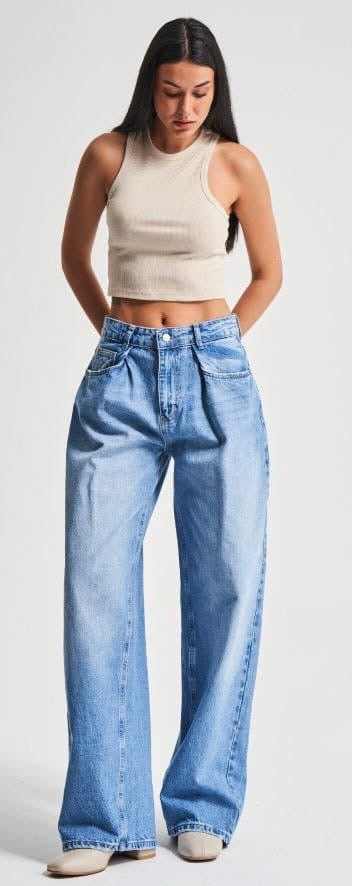 Light Wash Relaxed Wide-Leg Jeans