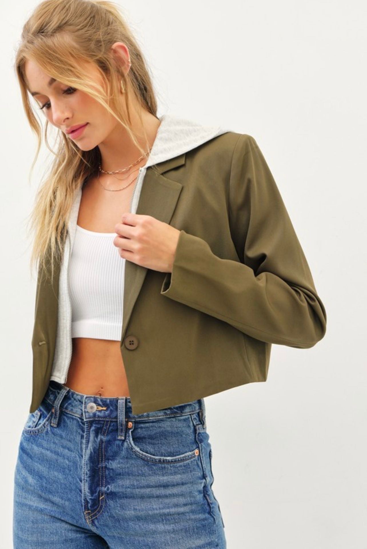 Olive Hoodie Blazer