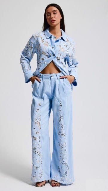 Baby blue Lace Statement Set