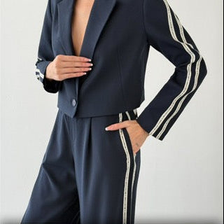 Sporty Cropped Blazer Set