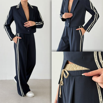 Sporty Cropped Blazer Set