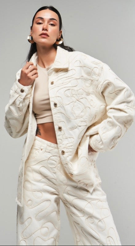 Ivory Sculpted Texture Jacket