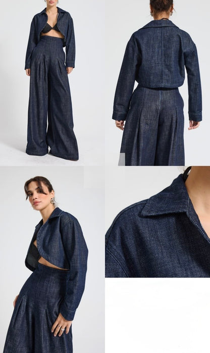Dark Denim Cropped Set