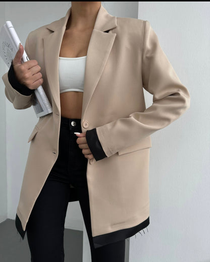 Beige and Black Blazer