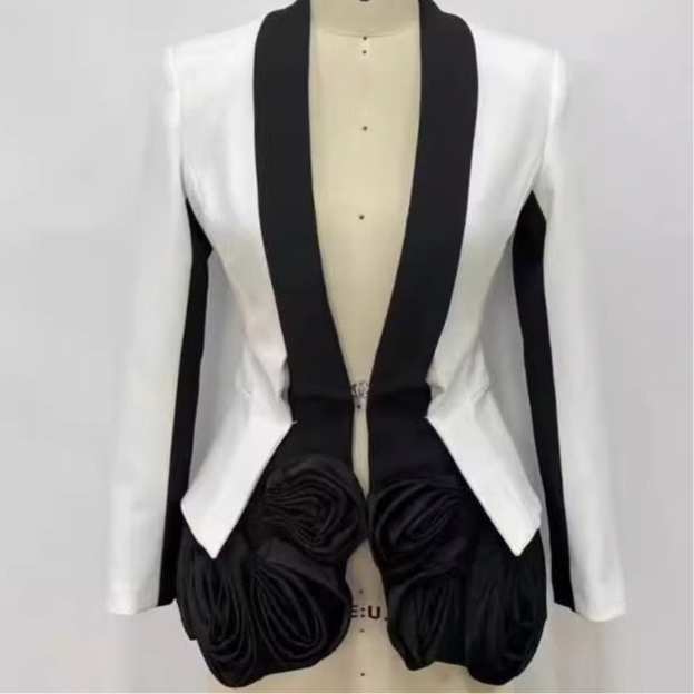 Black And White Rose Blazer