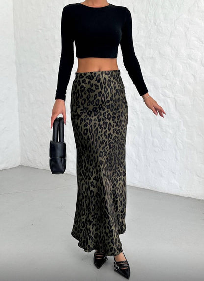 ANIMAL PRINT MIDI SKIRT