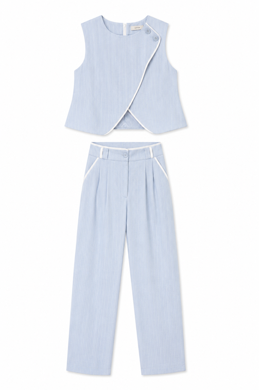 Powder Blue Pinstripe Set