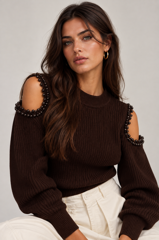Celeste Beaded Shoulder Sweater