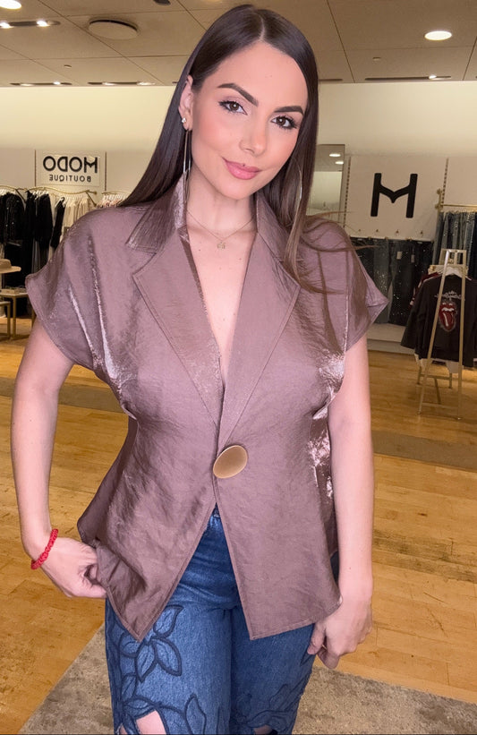Light Chocolate Satin Blouse