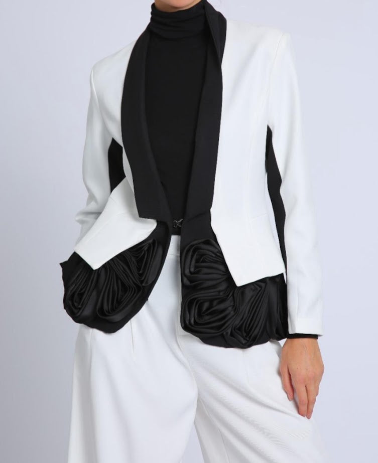 Black And White Rose Blazer