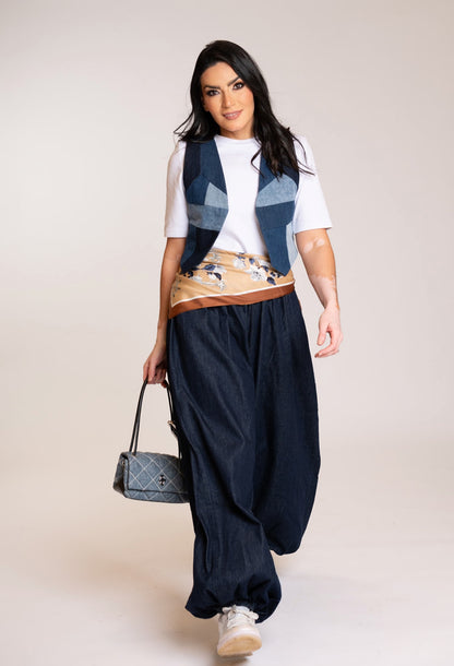 Geometric Denim Vest