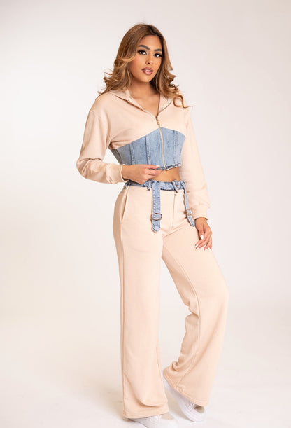 Beige Denim Comfy Set