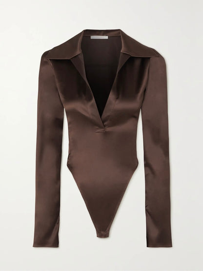 Chocolate Satin Bodysuit