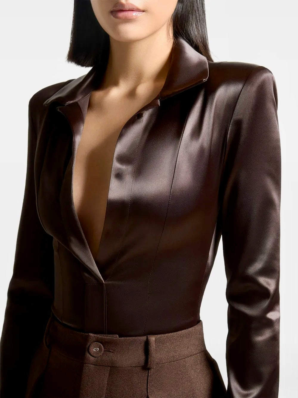 Chocolate Satin Bodysuit