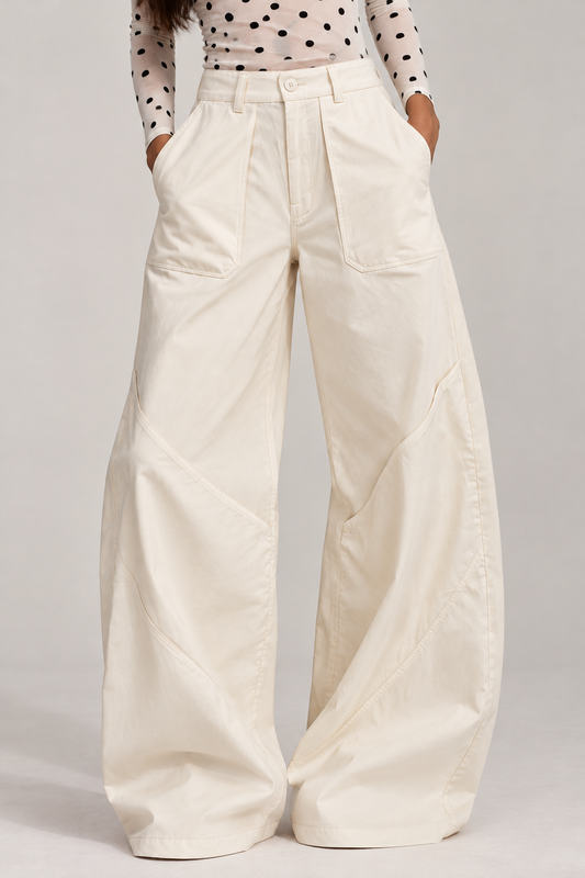 Daphne Ivory Wide-Leg Pants
