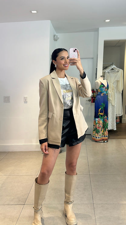 Beige and Black Blazer