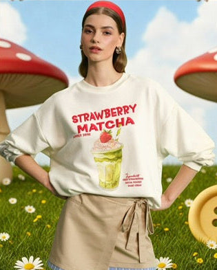 Strawberry Matcha Graphic Sweater