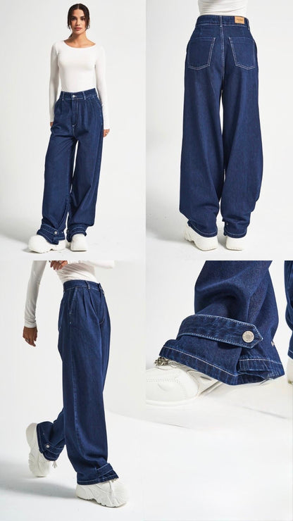 Edge Detail Dark Blue Denim Jean