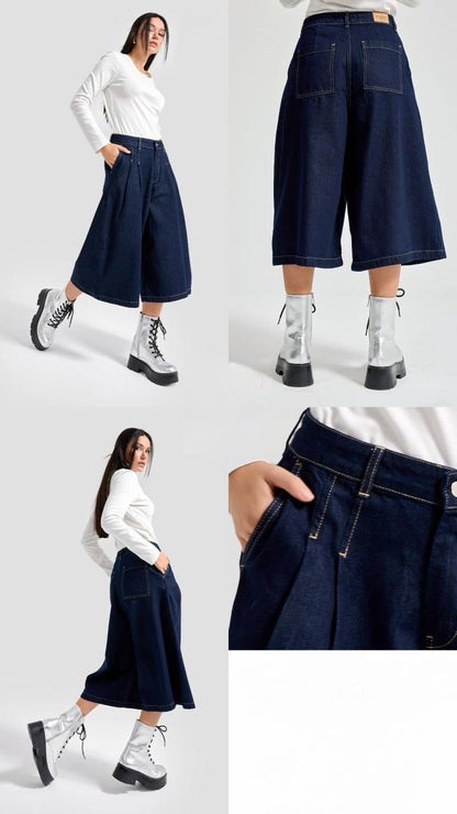 Bermuda Denim Wide-Leg Chic