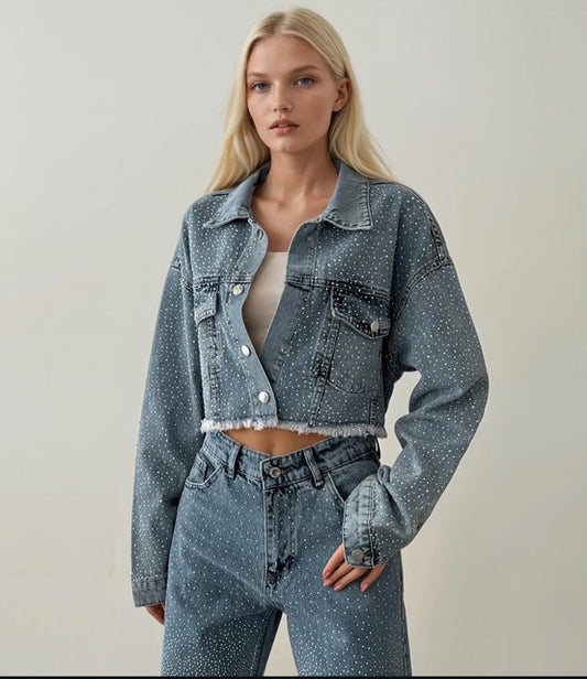 Diamond Crop Denim Jacket