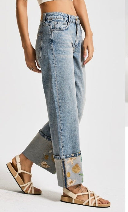 Seaside Embroidered Denim Set