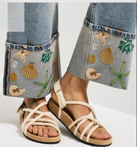 Seaside Embroidered Denim Set