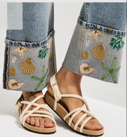 Seaside Embroidered Denim Set