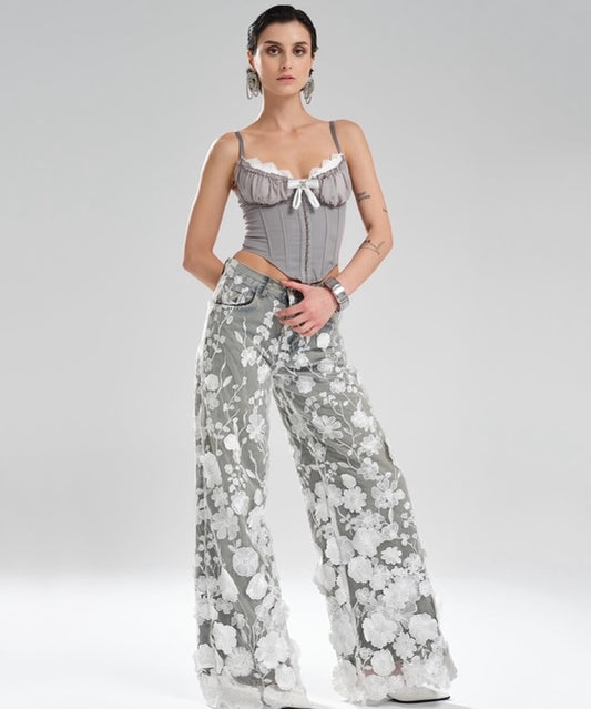 Floral Embroidery Jean