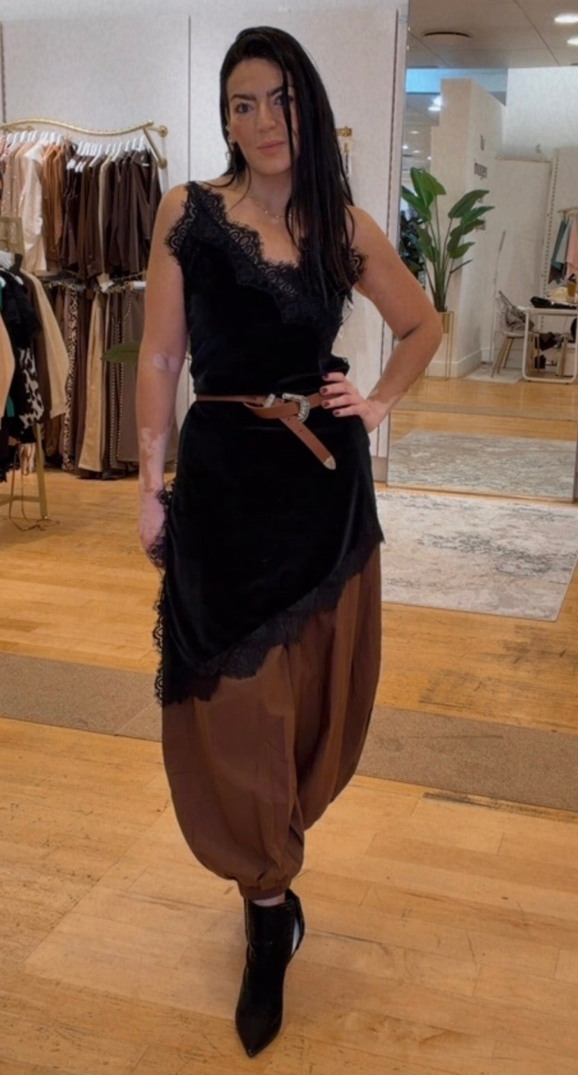 Velvet Lace Asymmetrical Dress