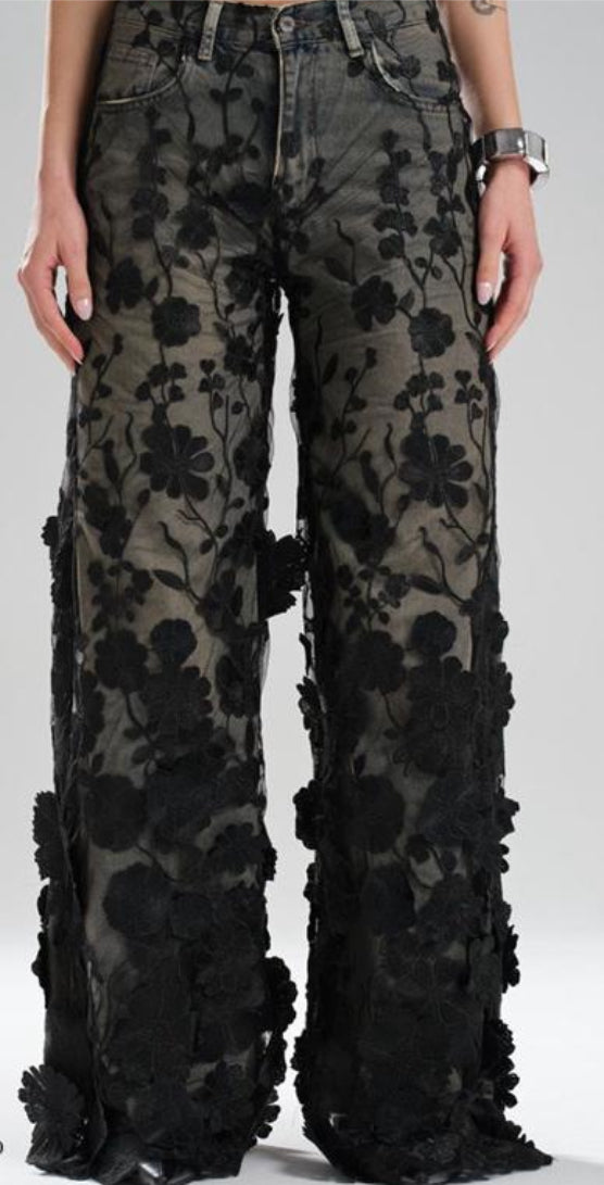 Floral Embroidery Jean