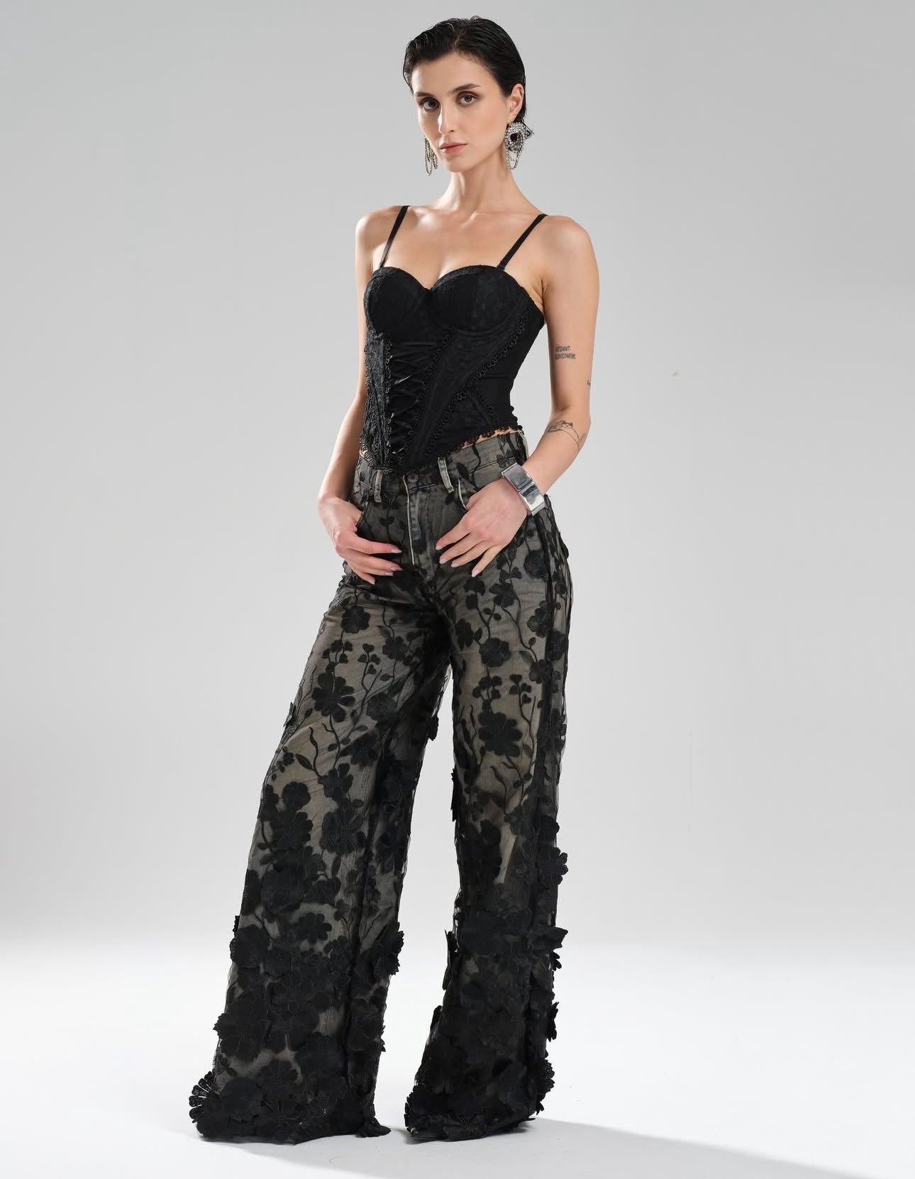 Floral Embroidery Jean