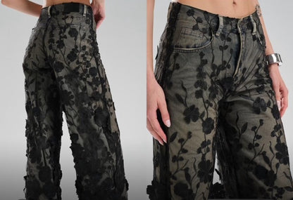 Floral Embroidery Jean