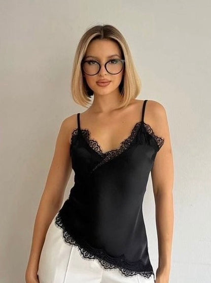 Lace Elegance Satin Blouse