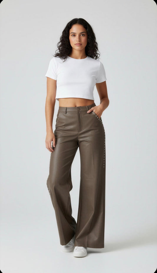 Studded Luxe Leather Pant