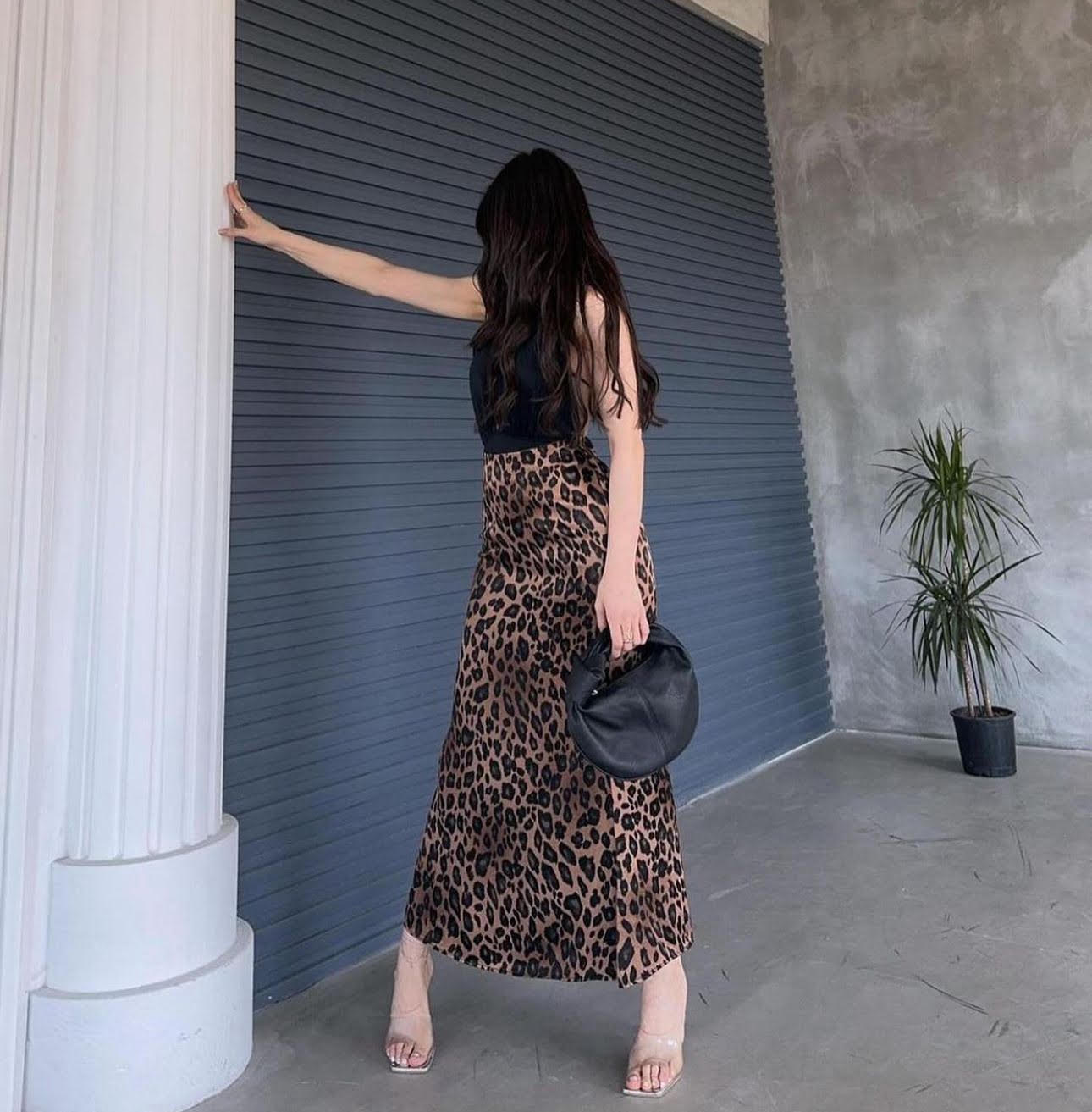 ANIMAL PRINT MIDI SKIRT