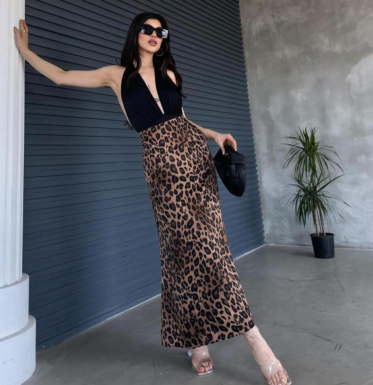 ANIMAL PRINT MIDI SKIRT