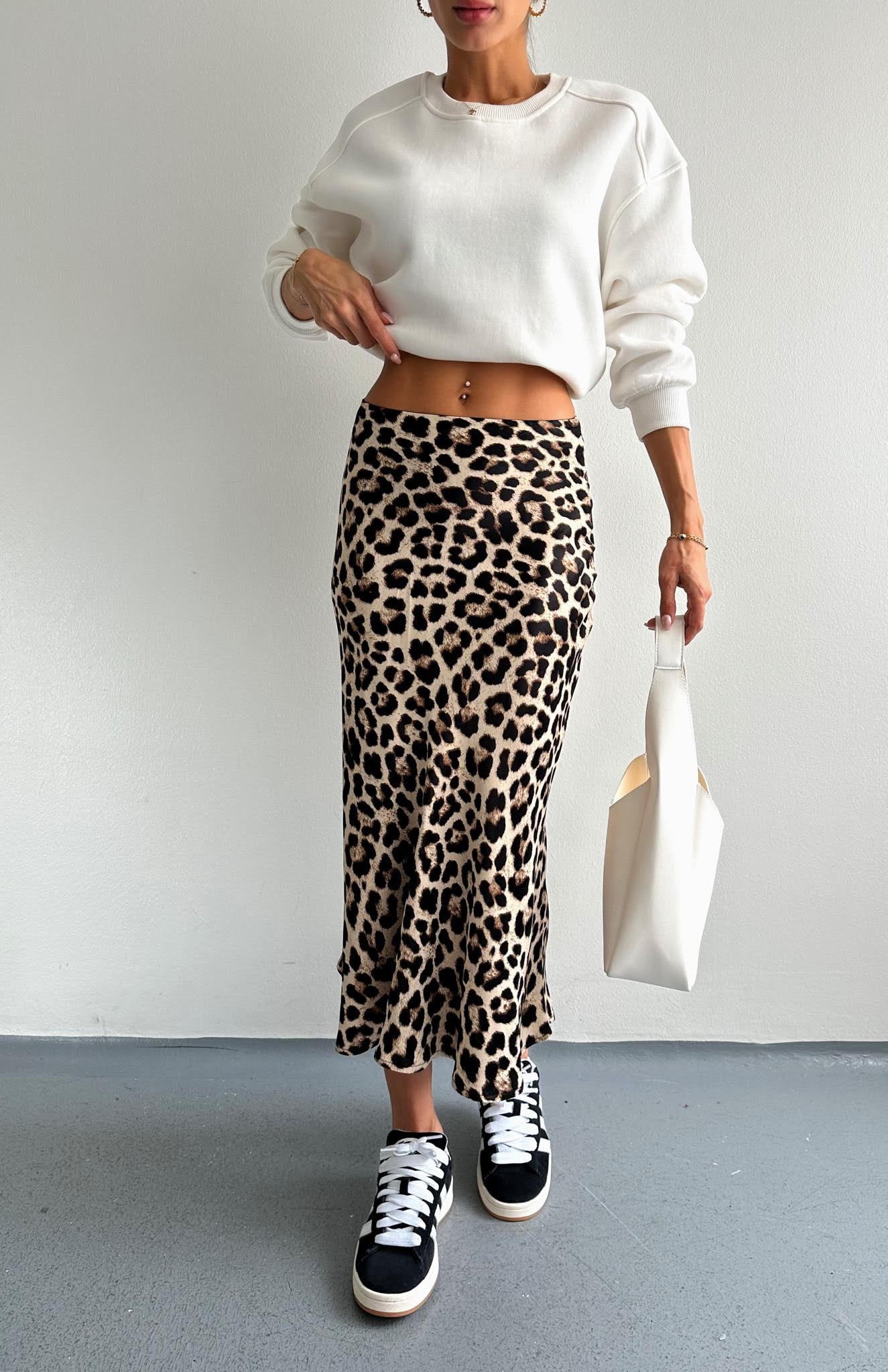 ANIMAL PRINT MIDI SKIRT