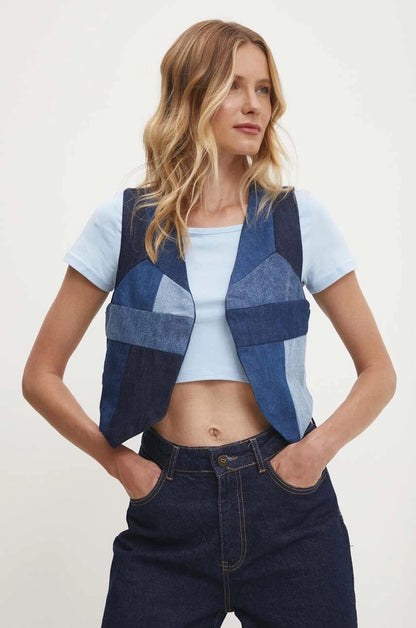 Geometric Denim Vest