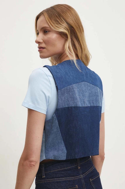 Geometric Denim Vest