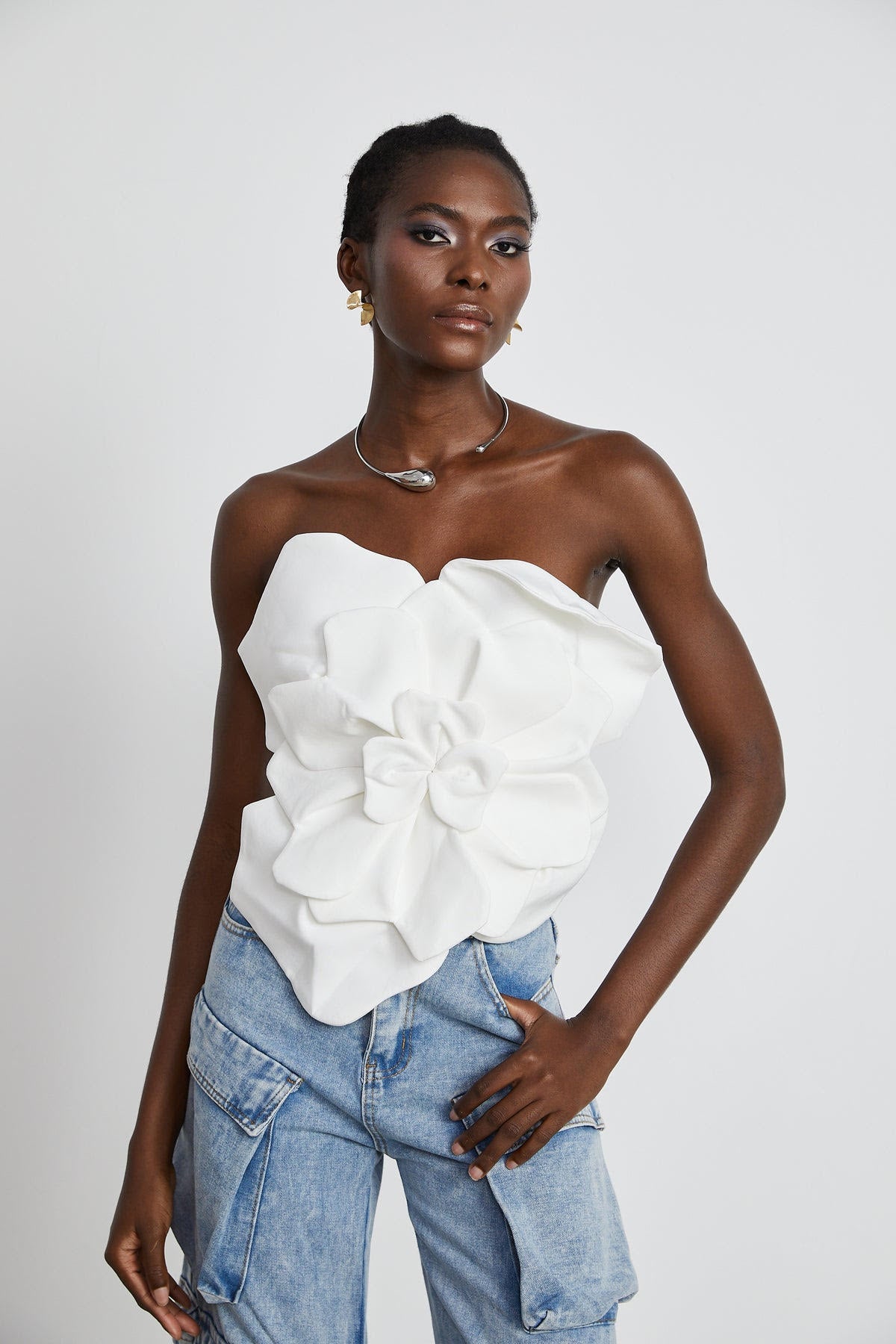 Petal Zip Crop Top