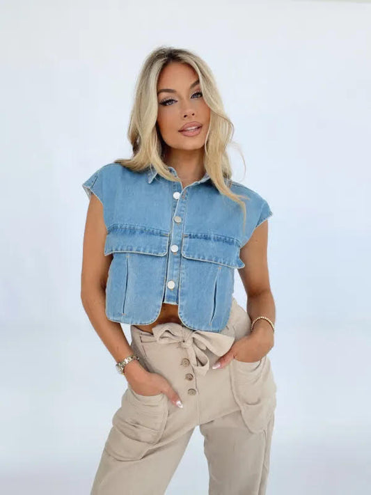 Sleeveless Denim Top