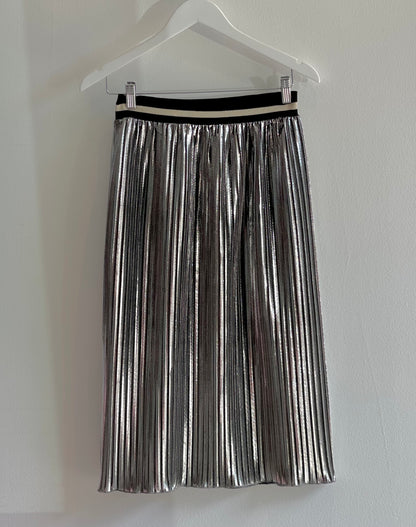 Metallic Pleated Skirt